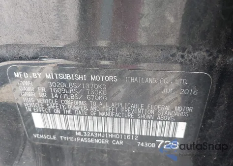 2017 Mitsubishi Mirage Es from USA, damaged, VIN ML32A3HJ1HH011612